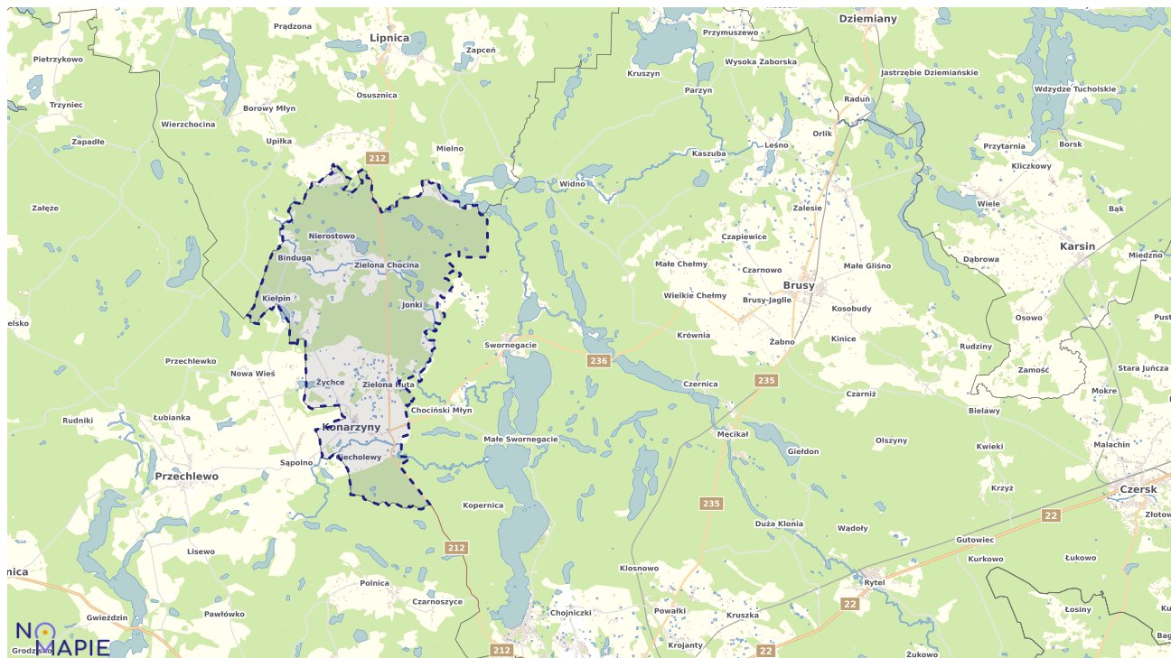 Mapa obszarów ochrony przyrody Konarzyn