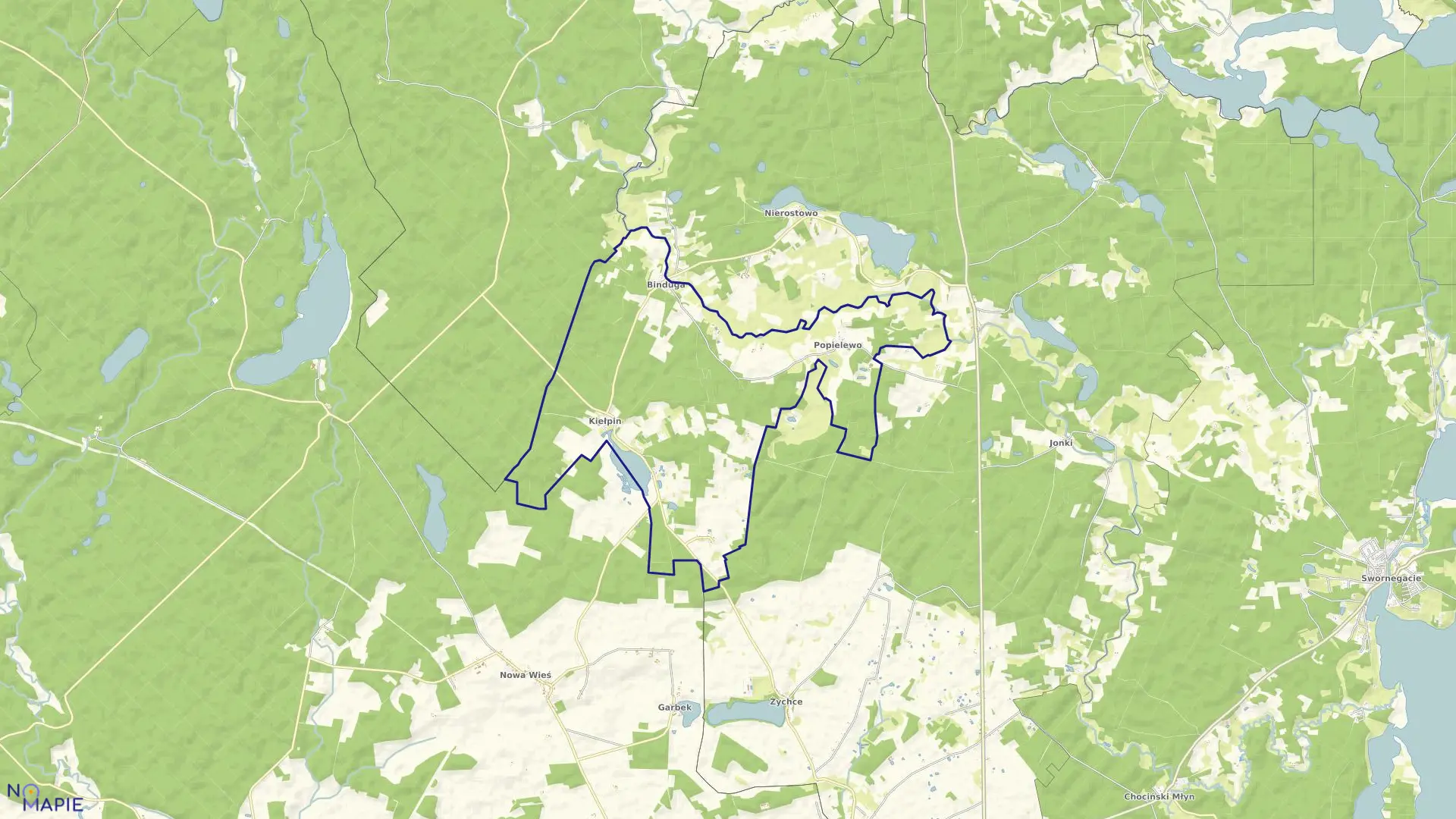 Mapa obrębu Kiełpin w gminie Konarzyny